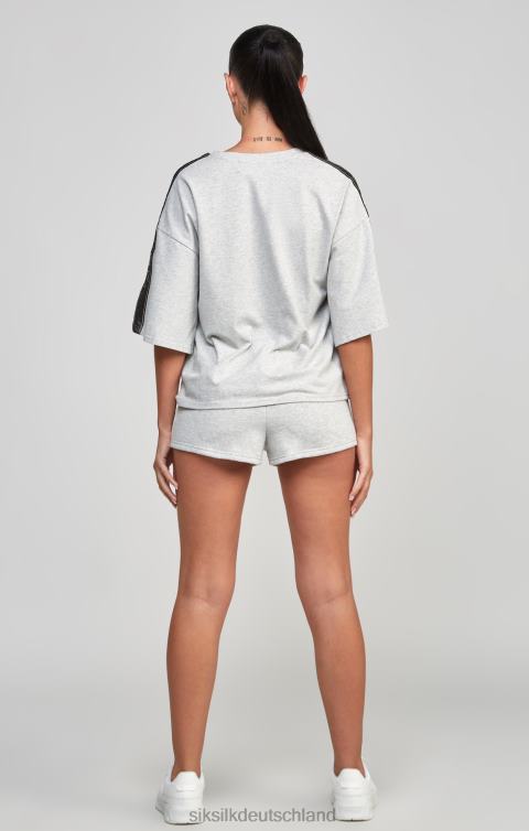 SikSilk Graues, kurzes T-Shirt mit Streifen Frauen 680DH58 Bekleidung