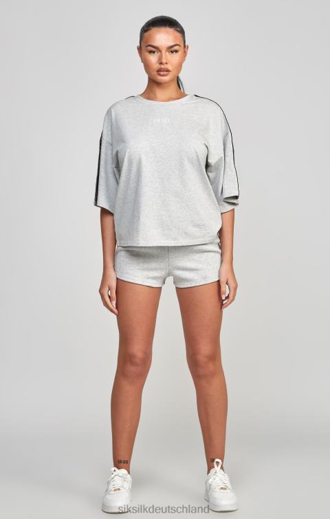 SikSilk Graues, kurzes T-Shirt mit Streifen Frauen 680DH58 Bekleidung