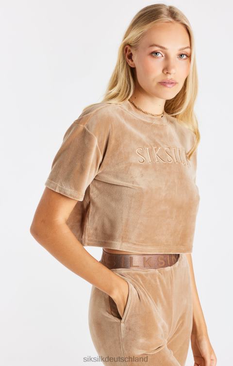 SikSilk Kurzes T-Shirt aus goldenem Velours Frauen 680DH42 Bekleidung