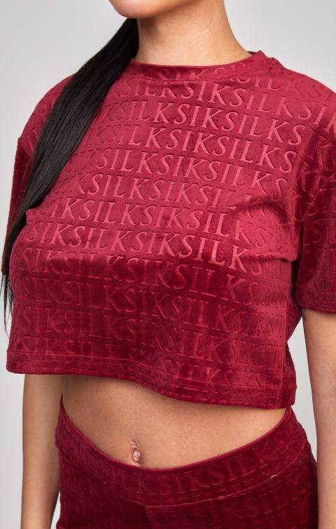 SikSilk Kurzes T-Shirt aus rosa Velours Frauen 680DH62 Bekleidung