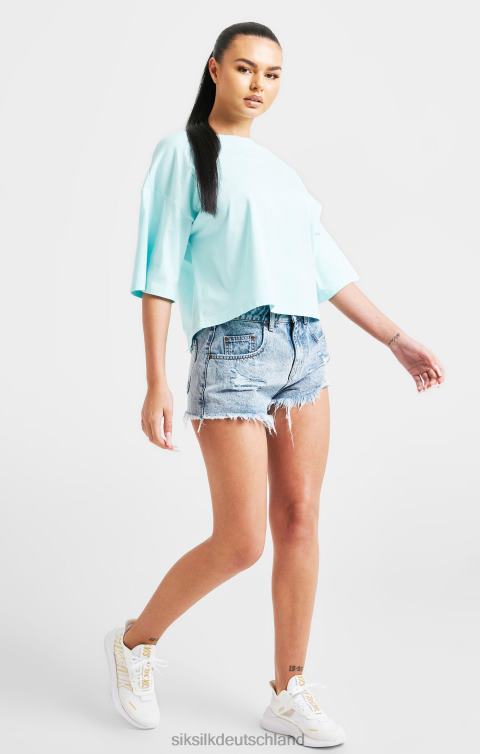 SikSilk Kurzes T-Shirt mit Aqua-Logo Frauen 680DH60 Bekleidung