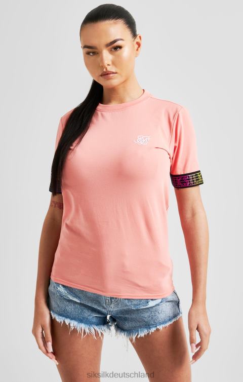 SikSilk Kurzes T-Shirt mit Korallenstreifen Frauen 680DH61 Bekleidung
