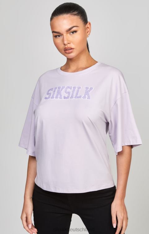 SikSilk Lilafarbenes Crop-T-Shirt mit College-Logo Frauen 680DH55 Bekleidung