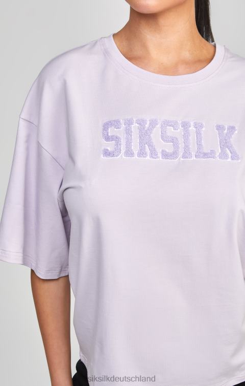 SikSilk Lilafarbenes Crop-T-Shirt mit College-Logo Frauen 680DH55 Bekleidung