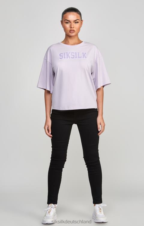 SikSilk Lilafarbenes Crop-T-Shirt mit College-Logo Frauen 680DH55 Bekleidung
