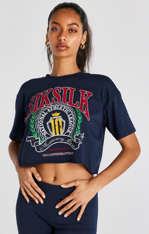 SikSilk Marineblaues Crop-Uni-T-Shirt Frauen 680DH28 Bekleidung