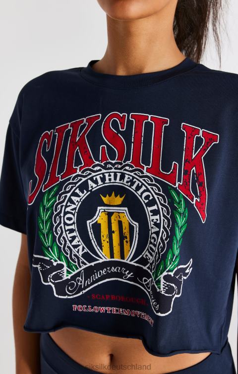 SikSilk Marineblaues Crop-Uni-T-Shirt Frauen 680DH28 Bekleidung
