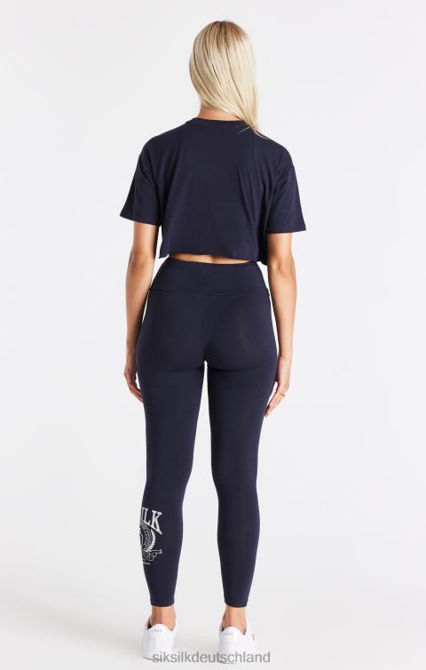 SikSilk Marineblaues, kurz geschnittenes College-T-Shirt Frauen 680DH51 Bekleidung