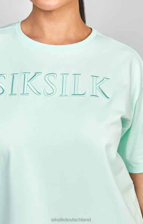 SikSilk Mintfarbenes, besticktes Boyfriend-T-Shirt Frauen 680DH64 Bekleidung