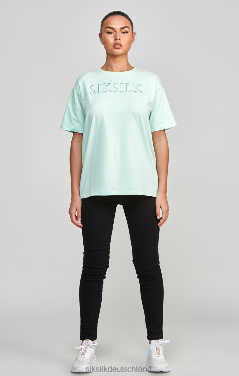 SikSilk Mintfarbenes, besticktes Boyfriend-T-Shirt Frauen 680DH64 Bekleidung