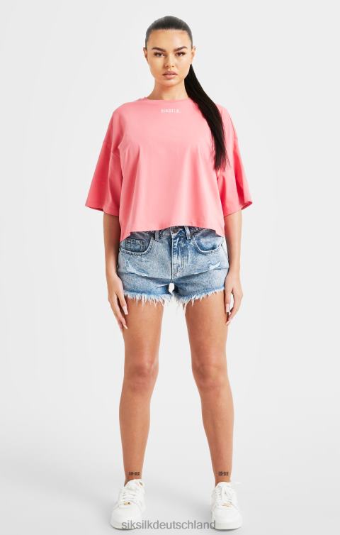 SikSilk Rosafarbenes T-Shirt mit wiederholtem Logo Frauen 680DH65 Bekleidung