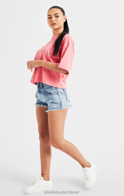 SikSilk Rosafarbenes T-Shirt mit wiederholtem Logo Frauen 680DH65 Bekleidung
