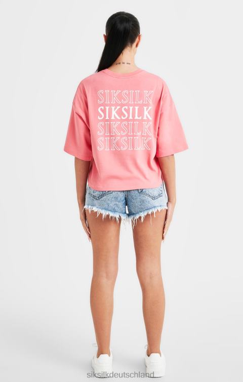 SikSilk Rosafarbenes T-Shirt mit wiederholtem Logo Frauen 680DH65 Bekleidung