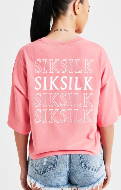 SikSilk Rosafarbenes T-Shirt mit wiederholtem Logo Frauen 680DH65 Bekleidung