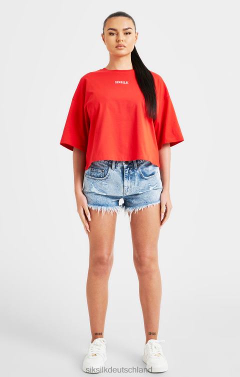 SikSilk Rotes Crop-T-Shirt mit Logo Frauen 680DH36 Bekleidung