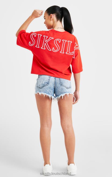 SikSilk Rotes Crop-T-Shirt mit Logo Frauen 680DH36 Bekleidung