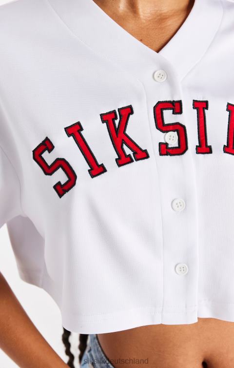 SikSilk Weißes Baseball-Crop-Trikot Frauen 680DH50 Bekleidung