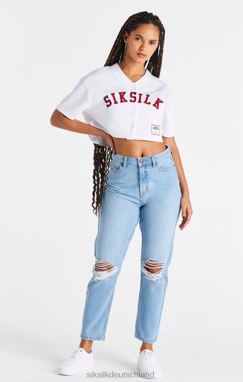 SikSilk Weißes Baseball-Crop-Trikot Frauen 680DH50 Bekleidung