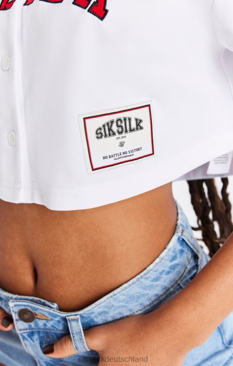 SikSilk Weißes Baseball-Crop-Trikot Frauen 680DH50 Bekleidung