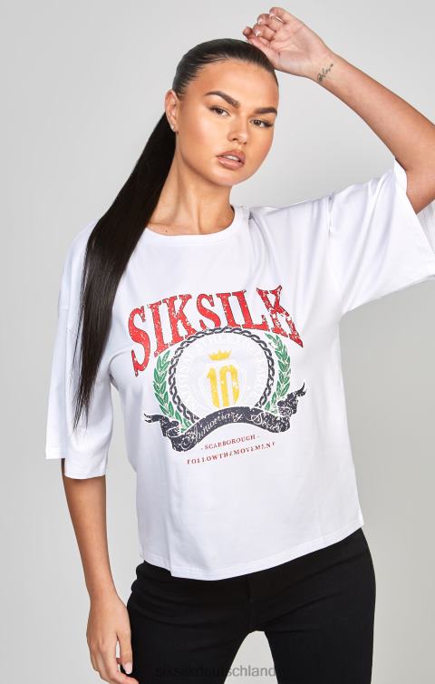 SikSilk Weißes College-Crop-T-Shirt Frauen 680DH53 Bekleidung
