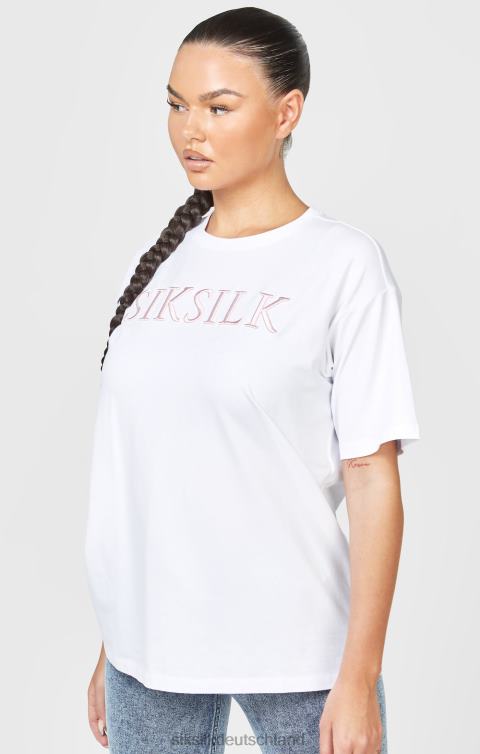 SikSilk Weißes besticktes Boyfriend-T-Shirt Frauen 680DH69 Bekleidung