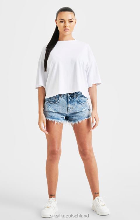 SikSilk Weißes, kurz geschnittenes Regenbogen-T-Shirt mit Logo Frauen 680DH47 Bekleidung