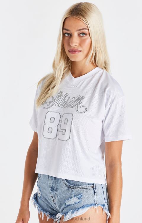 SikSilk weißes Mesh-T-Shirt Frauen 680DH32 Bekleidung