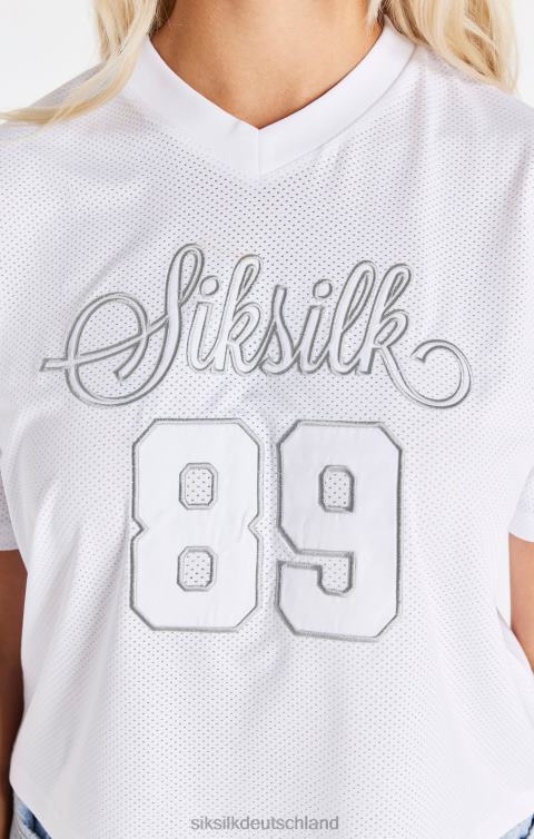 SikSilk weißes Mesh-T-Shirt Frauen 680DH32 Bekleidung