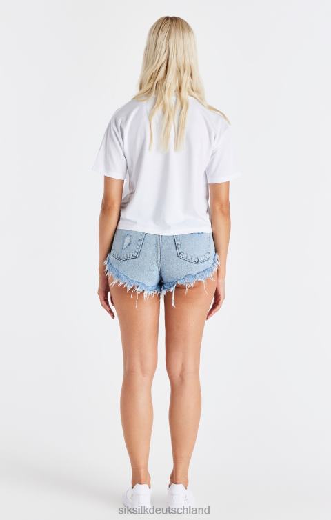 SikSilk weißes Mesh-T-Shirt Frauen 680DH32 Bekleidung