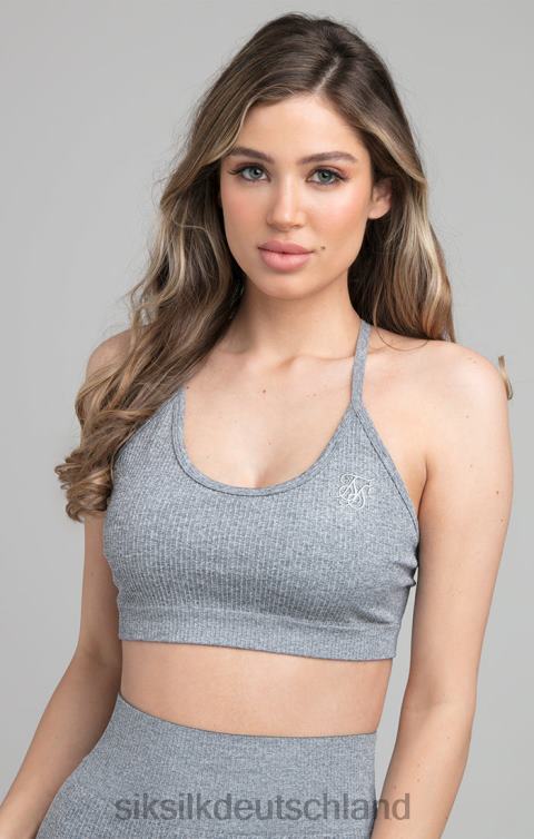 SikSilk Geripptes Gym-Bralette – Grau Frauen 680DH212 Bekleidung