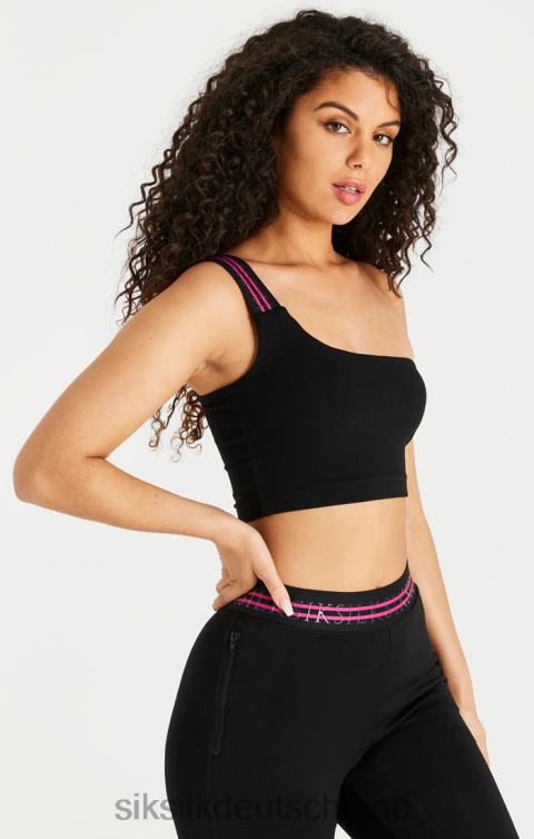 SikSilk Kurzes One-Shoulder-Bralette mit schwarzem Band Frauen 680DH71 Bekleidung