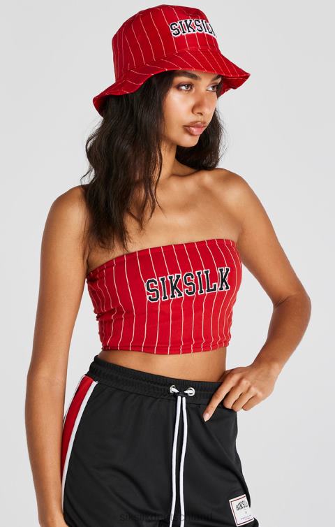 SikSilk Rotes Bandeau-Oberteil mit Nadelstreifen Frauen 680DH208 Bekleidung