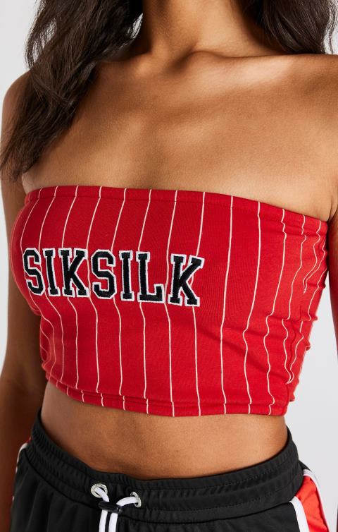 SikSilk Rotes Bandeau-Oberteil mit Nadelstreifen Frauen 680DH208 Bekleidung