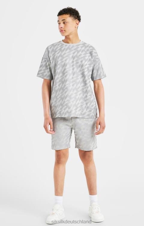 SikSilk x Messi Silver Print Short – Graumeliert Jungen 680DH311 Bekleidung