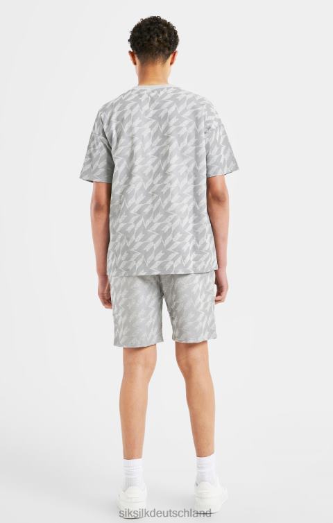 SikSilk x Messi Silver Print Short – Graumeliert Jungen 680DH311 Bekleidung