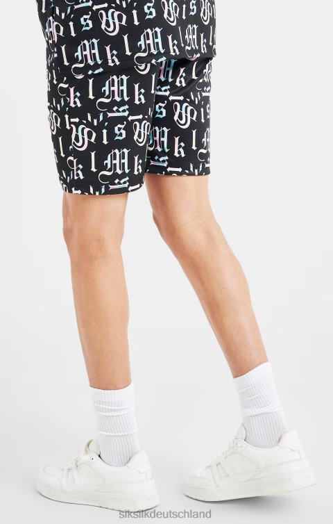 SikSilk x Schwarze, bedruckte Messi-Shorts Jungen 680DH312 Bekleidung