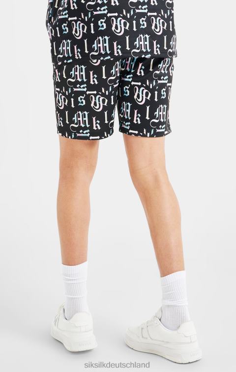SikSilk x Schwarze, bedruckte Messi-Shorts Jungen 680DH312 Bekleidung