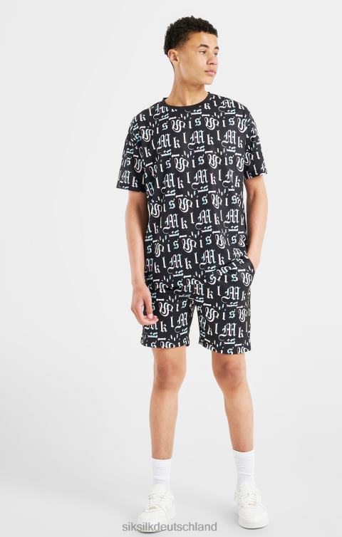 SikSilk x Schwarze, bedruckte Messi-Shorts Jungen 680DH312 Bekleidung