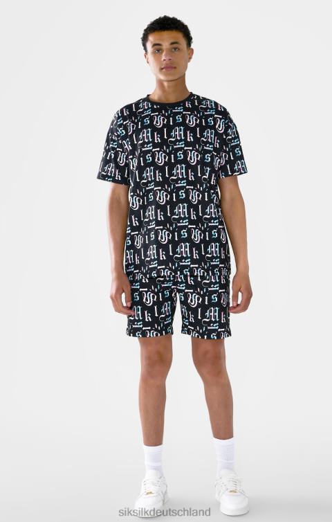 SikSilk x Schwarze, bedruckte Messi-Shorts Jungen 680DH312 Bekleidung
