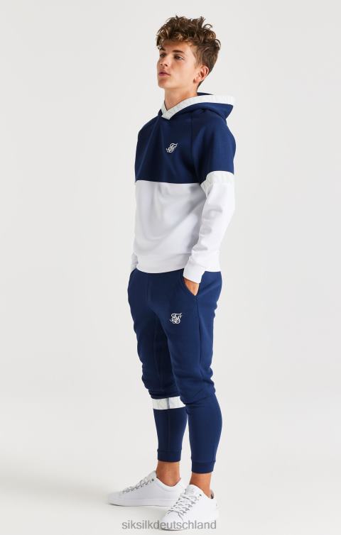 SikSilk Dynamischer Kapuzenpullover zum Überziehen – Marineblau und Weiß Jungen 680DH292 Bekleidung