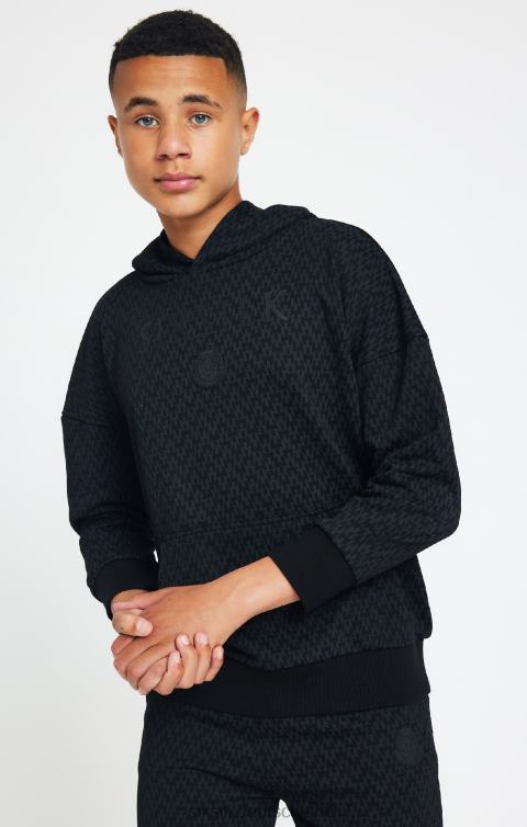 SikSilk x Messi schwarzer, bedruckter, übergroßer Kapuzenpullover Jungen 680DH288 Bekleidung