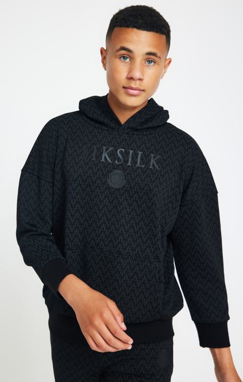SikSilk x Messi schwarzer, bedruckter, übergroßer Kapuzenpullover Jungen 680DH288 Bekleidung