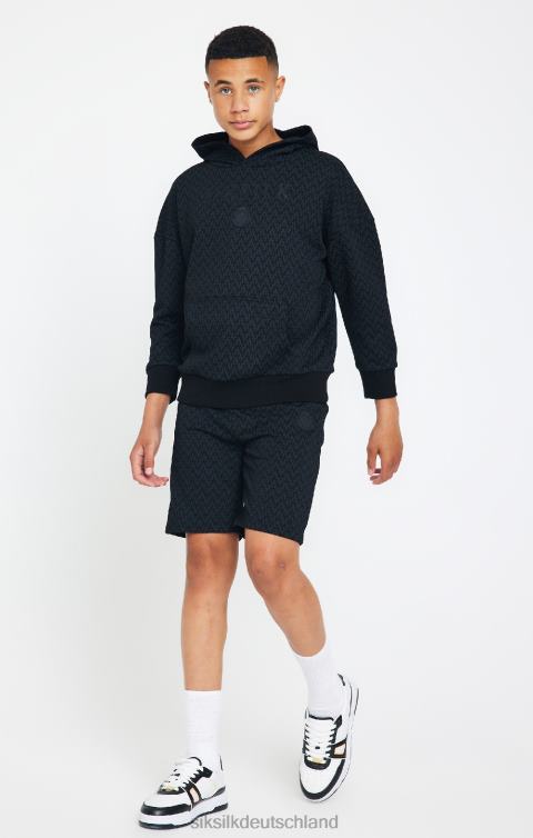 SikSilk x Messi schwarzer, bedruckter, übergroßer Kapuzenpullover Jungen 680DH288 Bekleidung