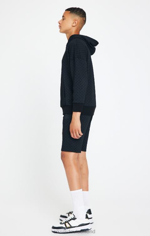 SikSilk x Messi schwarzer, bedruckter, übergroßer Kapuzenpullover Jungen 680DH288 Bekleidung