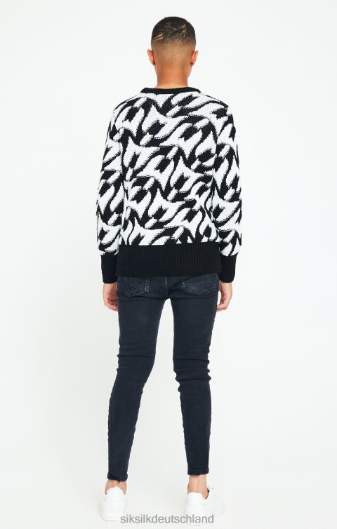 SikSilk x Schwarzer Messi-Pullover aus Grobstrick Jungen 680DH286 Bekleidung
