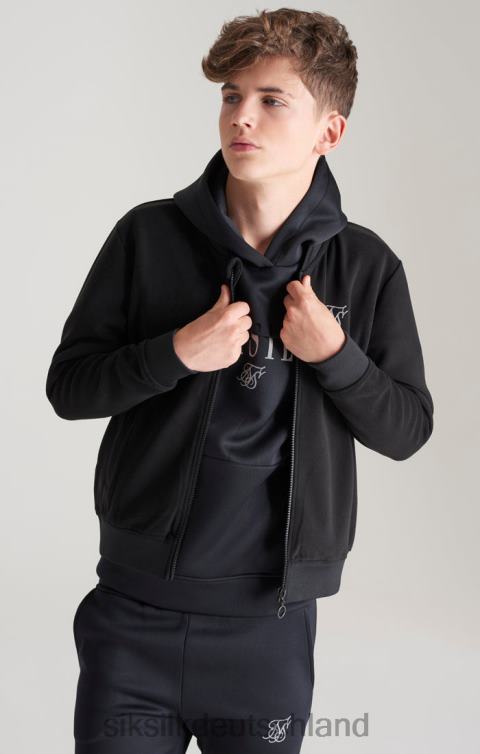SikSilk Schwarze Metallic-Logo-Bomberjacke Jungen 680DH301 Bekleidung
