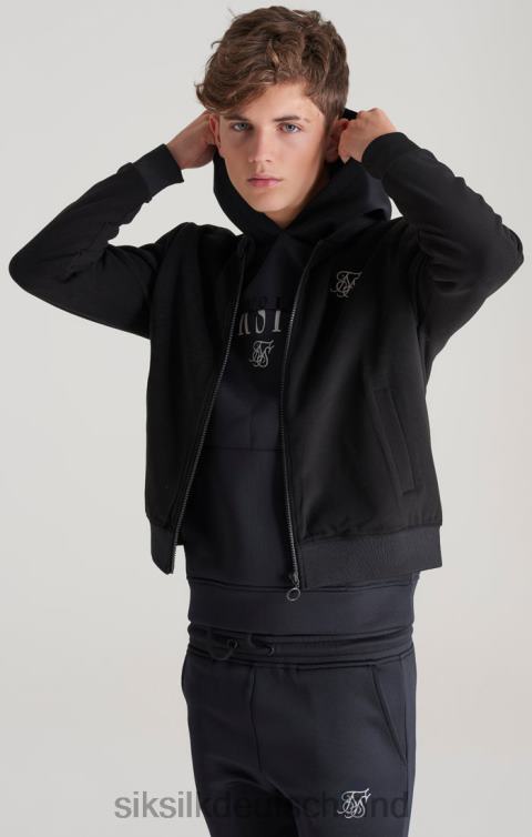 SikSilk Schwarze Metallic-Logo-Bomberjacke Jungen 680DH301 Bekleidung