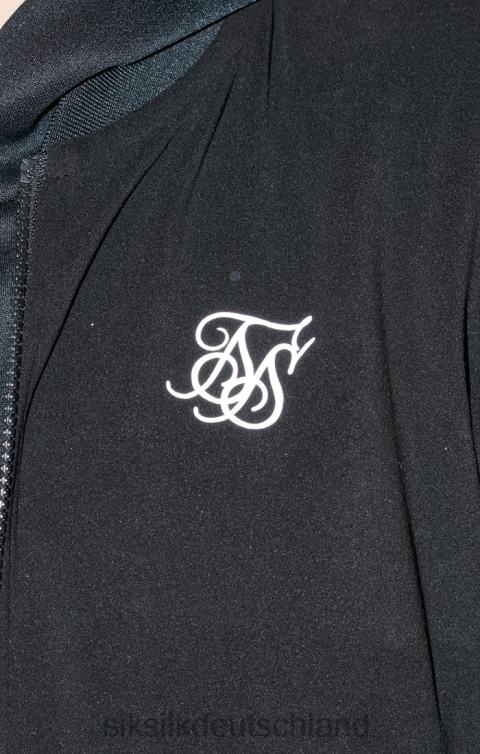 SikSilk Schwarze Metallic-Logo-Bomberjacke Jungen 680DH301 Bekleidung