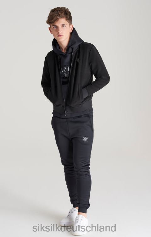 SikSilk Schwarze Metallic-Logo-Bomberjacke Jungen 680DH301 Bekleidung