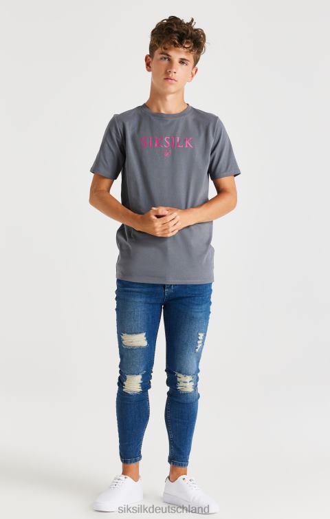 SikSilk graues T-Shirt mit Logo Jungen 680DH280 Bekleidung